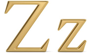 Beyaz arka plan üzerinde 3d illüstrasyon izole altın metal z alfabe.