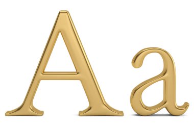 Altın metal beyaz arka plan üzerinde 3d illüstrasyon izole bir alfabe.
