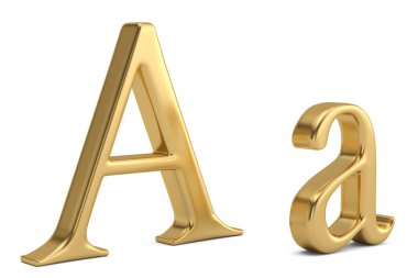 Altın metal beyaz arka plan üzerinde 3d illüstrasyon izole bir alfabe.