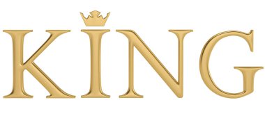 Beyaz arka plan üzerinde 3d illüstrasyon izole altın kelime kral.