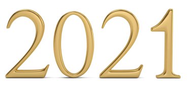 Beyaz arka plan üzerinde 3d illüstrasyon izole altın yeni yıl numarası.