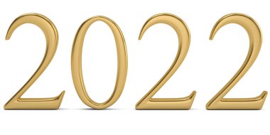 Beyaz arka plan üzerinde 3d illüstrasyon izole altın yeni yıl numarası.