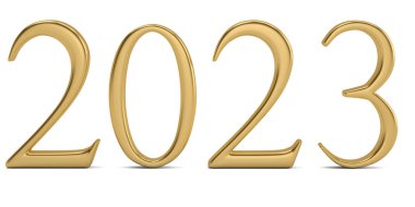 Beyaz arka plan üzerinde 3d illüstrasyon izole altın yeni yıl numarası.