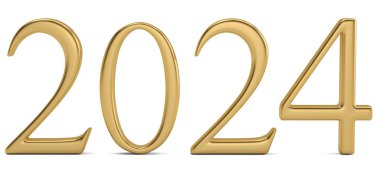 Beyaz arka plan üzerinde 3d illüstrasyon izole altın yeni yıl numarası.