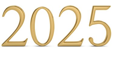 Beyaz arka plan üzerinde 3d illüstrasyon izole altın yeni yıl numarası.