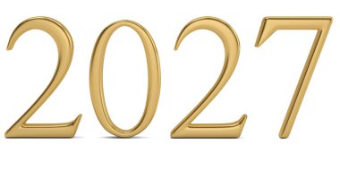 Beyaz arka plan üzerinde 3d illüstrasyon izole altın yeni yıl numarası.