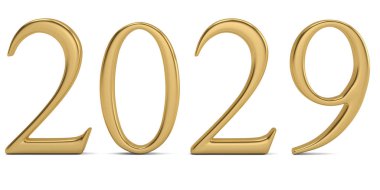 Beyaz arka plan üzerinde 3d illüstrasyon izole altın yeni yıl numarası.