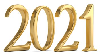 Beyaz arka plan üzerinde 3d illüstrasyon izole altın yeni yıl numarası.