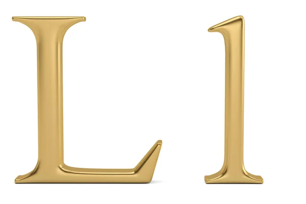 Gold Metal Alphabet Isolated White Background Illustration — Stok Foto