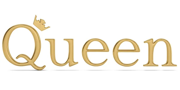 Das Goldene Wort Königin Isoliert Auf Weißem Hintergrund Illustration — Stockfoto