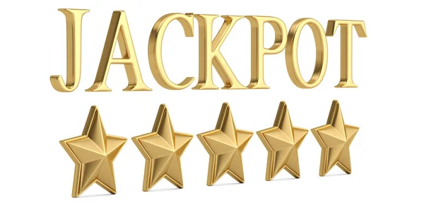 Kata Emas Jackpot Dengan Bintang Emas Terisolasi Pada Latar Belakang — Stok Foto