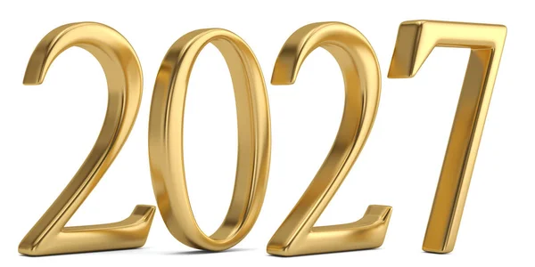 Gold New Year Number Isolated White Background Illustration — Stock Photo, Image