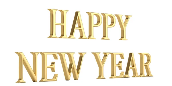 Gouden Gelukkig Nieuwjaar Woord Geïsoleerd Een Witte Achtergrond Illustratie — Stockfoto