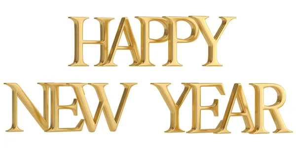 Gouden Gelukkig Nieuwjaar Woord Geïsoleerd Een Witte Achtergrond Illustratie — Stockfoto