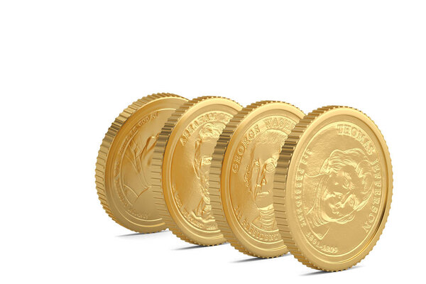 золотые монеты на белом фоне
.