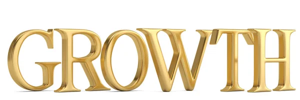 Gold word growth on white background 3D illustration.