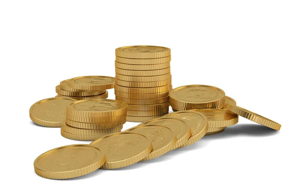 Monedas Oro Aisladas Sobre Fondo Blanco Ilustración —  Fotos de Stock
