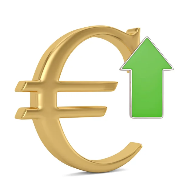 Ευρώ Και Βέλος Που Απομονώνονται Λευκό Φόντο Απεικόνιση — Φωτογραφία Αρχείου