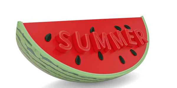 Wassermelone Scheibe Mit Sommertext Isoliert Auf Weißem Hintergrund Illustration — Stockfoto