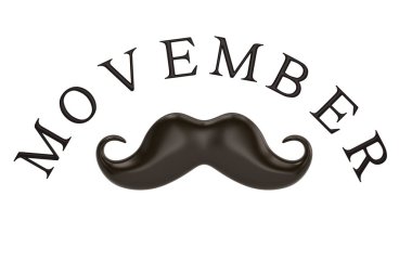 Movember beyaz arka plan üzerinde 3d illüstrasyon izole bıyıklı.