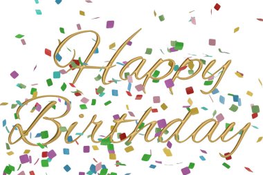 Mutlu Doğum günü sözleri Festival arka plan 3d çizim.