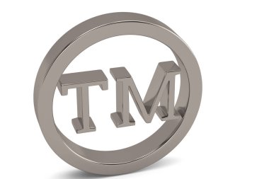 Beyaz arka plan üzerinde 3d illüstrasyon izole çelik ticari marka simgesi.