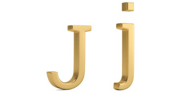 Beyaz arka plan üzerinde 3d illüstrasyon izole altın metal j alfabesi.