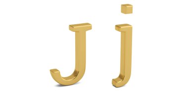 Beyaz arka plan üzerinde 3d illüstrasyon izole altın metal j alfabesi.