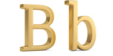 Beyaz arka plan üzerinde 3d illüstrasyon izole altın metal b alfabe.