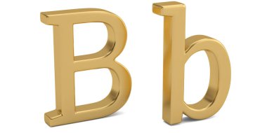 Beyaz arka plan üzerinde 3d illüstrasyon izole altın metal b alfabe.