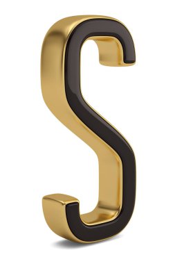Beyaz arka plan üzerinde 3d illüstrasyon izole altın metal s alfabesi.