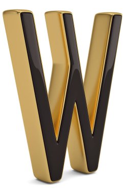 Beyaz arka plan üzerinde 3d illüstrasyon izole altın metal w alfabesi.