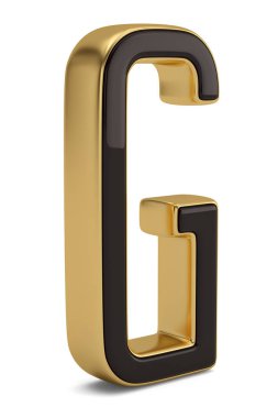 Beyaz arka plan üzerinde 3d illüstrasyon izole altın metal g alfabesi.