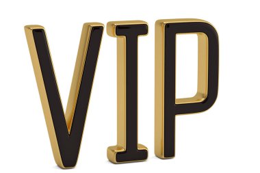 Altın kelime VIP beyaz arka plan üzerinde 3d illüstrasyon izole..