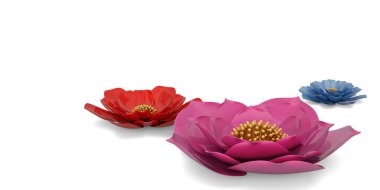 3B çiçek beyaz arka plan üzerinde 3d illüstrasyon izole.