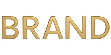 Beyaz arka plan üzerinde 3d illüstrasyon izole altın kelime markası.