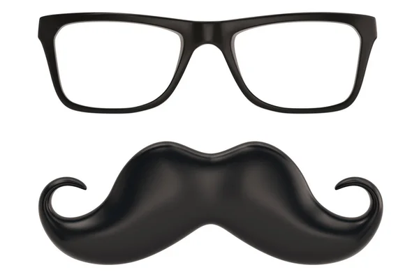 Brille Und Schnurrbart Symbol Isoliert Auf Weißem Hintergrund Illustration — Stockfoto