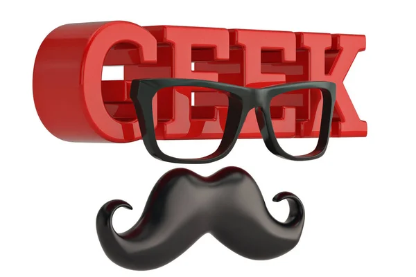 Bril Snor Geek Logo Geïsoleerd Een Witte Achtergrond Illustratie — Stockfoto