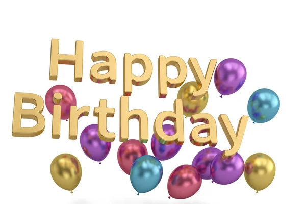 Happy Birthday words festive background 3D illustration.