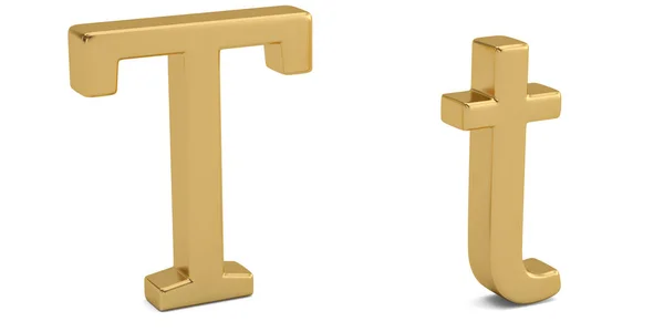 Gold Metall Alphabet Isoliert Auf Weißem Hintergrund Illustration — Stockfoto