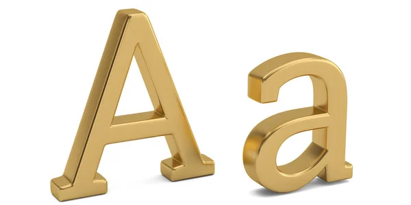 金金属一个字母表在白色背景上被隔绝3D — 图库照片