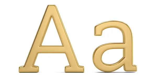 金金属一个字母表在白色背景上被隔绝3D — 图库照片