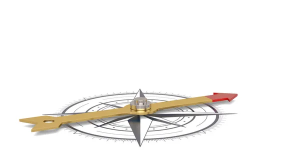 Kompass Mit Goldnadel Isoliert Auf Weißem Hintergrund Illustration — Stockfoto
