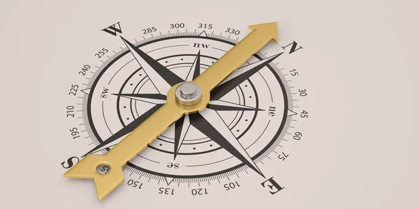Compass Gold Needle Isolated White Background Illustration — Stock Photo, Image