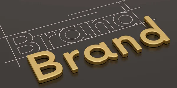 Gold Word Brand Black Background Brand Concept Design Illustration — Stock Photo, Image