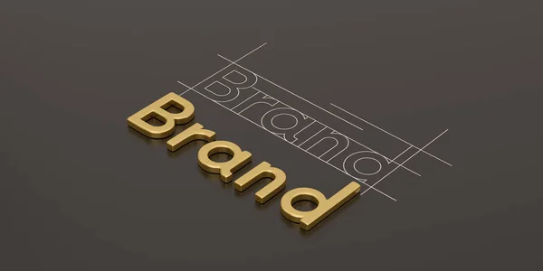 Gold Word Brand Black Background Brand Concept Design Illustration — Stock Photo, Image