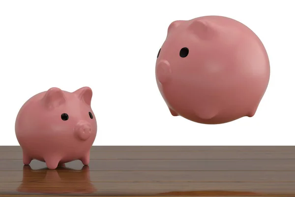 Fat Piggy Bank Piggy Bank Isolated White Background Illustration — Stock Photo, Image