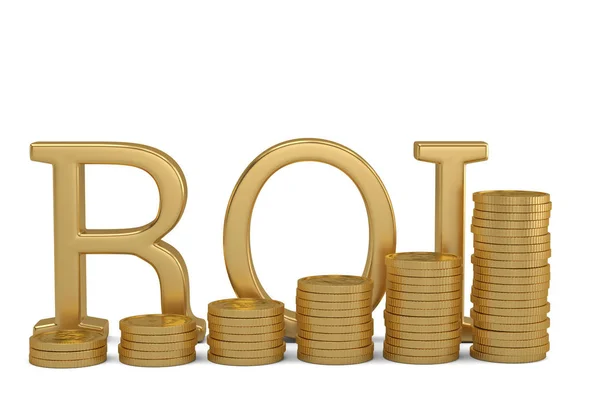 Roi Gold Coin Stapels Geïsoleerd Een Witte Achtergrond Illustratie — Stockfoto