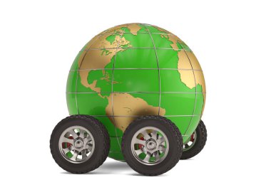 Beyaz arka plan üzerinde 3d illüstrasyon izole jantlar ile yaratıcı illüstrasyon küre.