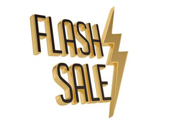 Yıldırım sembolü ve beyaz arka plan üzerinde 3d illüstrasyon izole flash Satılık kelimeler.